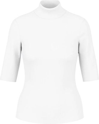 Marc Cain Ribbed Turtleneck Top - Dames - Coltruien - Wit - 2XL - Katoen - Truien & Vesten