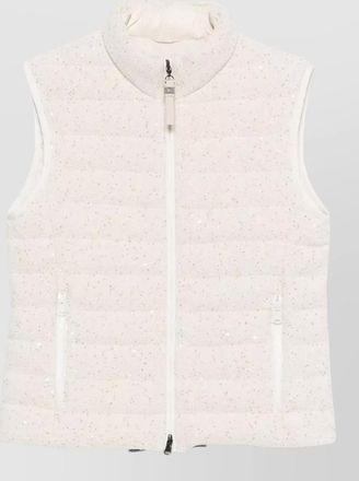 Brunello Cucinelli down vest high collar quilted textured