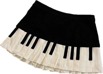Generic Piano Skirt Mini Skirts for Women, High Waisted Black White Spliced Short Skirt, Y2K Harajuku Dark Coquette Aesthetic Grunge Style (UK, Alpha, M, Regu