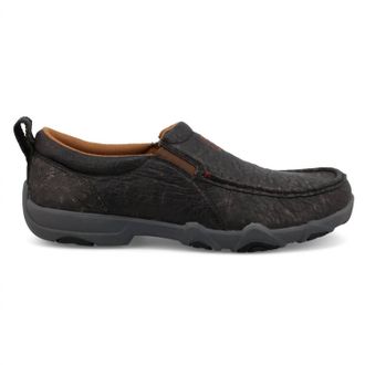 Twisted X Boots Mens Slip-On Ultralite X Driving Moc Shoes In Iron Grey Ostrich