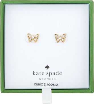 Kate Spade New York butterfly stud earrings in Clear/Gold at Nordstrom Rack