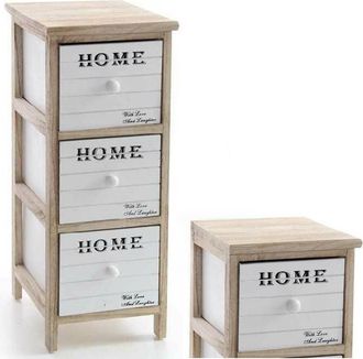 Trade Shop Trade Shop - Cassettiera 3 Cassetti H62 26x32cm Bianca Legno Naturale Moderna Portaoggetti