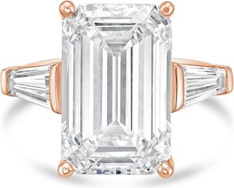 Diana M. Jewels 18kt Rose Gold 15.00 ct tw Emerald Cut with two Long Baguettes on the side Engagement Ring (Single Claw)