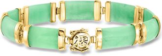 Ross-Simons Green Jade Bracelet in 14kt Yellow Gold