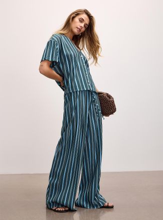 Icone Womens Lightweight piqu&eacute; knit wide-leg pant