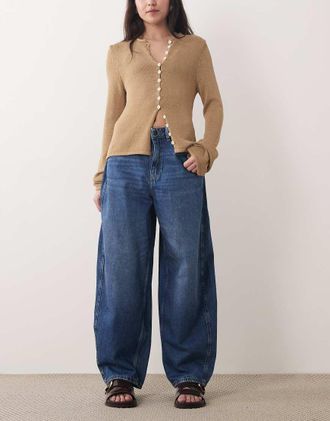 Jacqueline de Yong Jeans bombati a vita medio alta blu medio