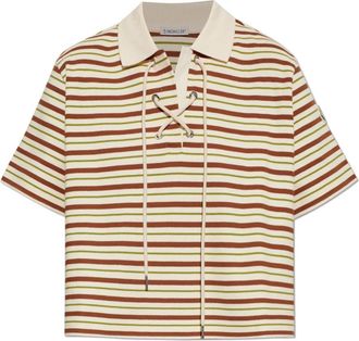 Moncler Kort poloshirt met logo - Dames - Polos - Beige - L - Katoen - Tops