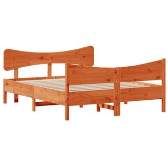 Berkfield Home Beautiful Bed Frame without Mattress Wax Brown 140x190 cm Solid W
