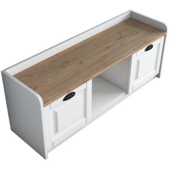 Dmora Scarpiera Egay, Mobile Portascarpe 6 Paia, 2 Ripiani, 2 Ante, 120x40x45h cm Bianco