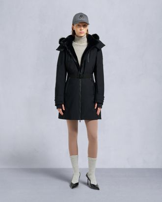 Moose Knuckles Womens Wingrove Shearling Trim Down Parka