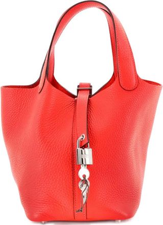 Herm&egrave;s Picotin Lock Bag Clemence PM bucket bag - Orange