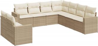 vidaXL Set De Sof&aacute;s De Jard&iacute;n 9 Pzas Con Cojines Rat&aacute;n Sint&eacute;tico Beige Vidaxl
