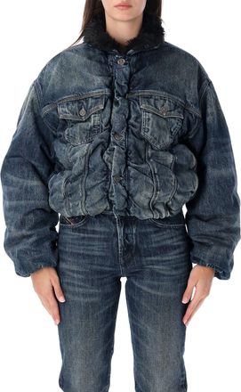 Diesel Cropped Ruched Puffy Denim Jacket