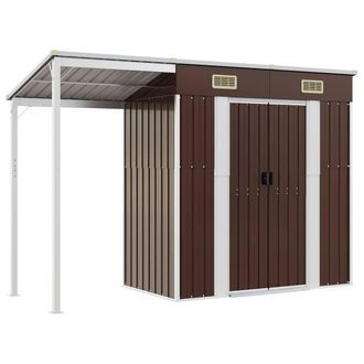 vidaXL Cobertizo Jard&iacute;n Tejado Alargado Acero Marr&oacute;n 277x107x181 Cm Vidaxl