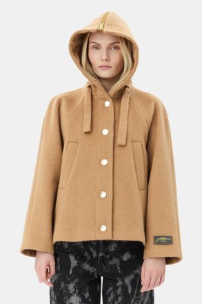 Ganni Brown Camel Wool-Blend Jacket