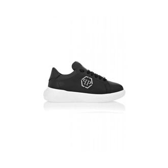 Philipp Plein Schoenen, Heren, Zwart, 45 EU, Leer, Low Top Sneakers New Basic Hexagon