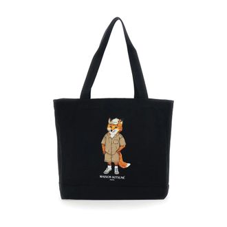 Maison Kitsun&eacute; Dressed FOX Shoulder Bag - male - Maison Kitsun&eacute; - Shopping Bags - Black - ONE SIZE - Bags