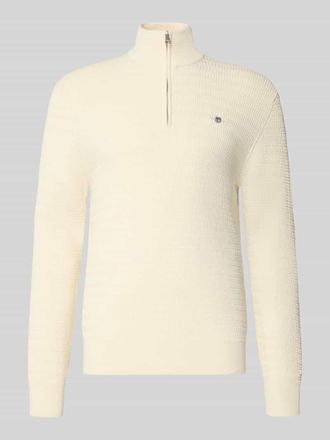 GANT Strickpullover mit Stehkragen in Offwhite, Gr&ouml;&szlig;e XXXL
