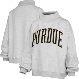 Pressbox Womens Pressbox Heather Gray Purdue Boilermakers Oversized Nelson Mock Neck Sweatshirt at Nordstrom, Size Medium