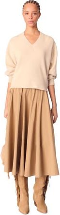 Maje Wool blend V-neck sweater in Beige at Nordstrom, Size Medium