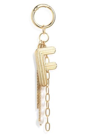 Chelsea28 Initial Faux Pearl Bag Charm in F- White- Gold at Nordstrom