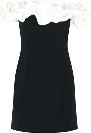 Rotate Roterende mini-jurk met ruches van zwart en wit polyester