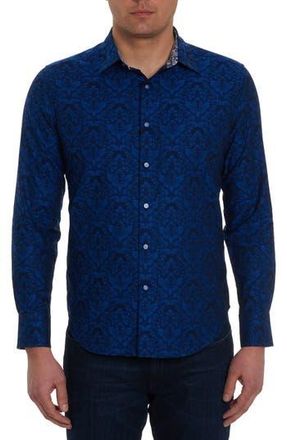 Robert Graham Bayview Cotton Button-Up Shirt in Navy at Nordstrom Rack, Size Xxx-Large