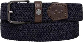 Paul & Shark Elastische riem met lederen details - Heren - Accessoires - Blauw - Maat: 110 CM Leer
