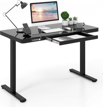 Costway Costway - Escritorio Elevable 120x60 Cm, Escritorio De Pie 2 Posiciones De Memoria Y Anticolisi&oacute;n, Puertos Usb Tipo-c, Standing Desk Regulable En Altu