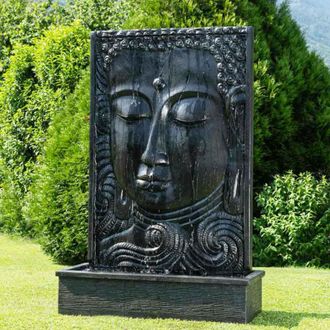 Wanda Collection Wanda Collection - Fuente Grande De Jard&iacute;&shy;n Pared De Agua Rostro De Buda 2,10 M Negro