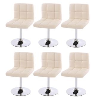 Hhg Hhg - Lote De 6 Sillas De Comedor Silla Giratoria Silla Kavala Imitaci&oacute;n Cuero Cromo, Crema