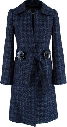 Dolce & Gabbana blue houndstooth silk-blend coat Size XXS