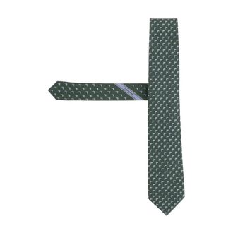 Ferragamo Accessoires, Heren, Groen, ONE Size, Leer, Zijden das met patroon