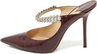 Jimmy Choo London Mules in pelle goffrata effetto coccodrillo con cristalli - Rosso