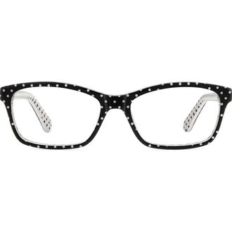 Kate Spade New York catrina 51mm rectangular optical glasses in Black Pattern White at Nordstrom