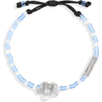 Marc Jacobs Daisy Beaded Slider Bracelet in Silver/blue at Nordstrom, Size X-Small