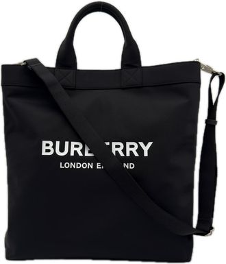 Burberry Black White Nylon Tote Bag (Pre-Owned)