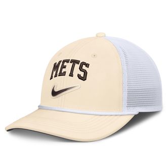Nike New York Mets Rise Nike Mens Dri-FIT MLB Trucker Adjustable Hat in White | NB640HNANME-USE