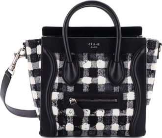 Celine Luggage Bag Printed Jacquard and Leather Nano satchel - Zwart