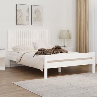 vidaXL Cabecero De Cama De Pared Madera Maciza Pino Blanco 140x3x60 Cm Vidaxl