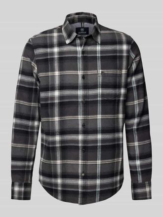 Lerros Regular Fit Freizeithemd mit Label-Stitching in Black, Gr&ouml;&szlig;e XXL