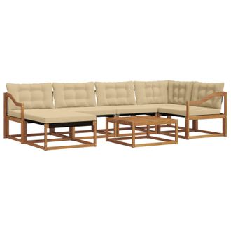 vidaXL Conjunto De Sof&aacute;s De Exterior Con Coj&iacute;n 19 Pcs Natural Y Beige Vidaxl