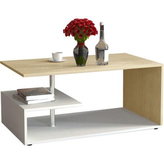 ebuy24 Vcm Tavolino da caffè in legno Divano Soggiorno Tavolino Tavolino Tavolino Maliso m (Bianco / Rovere Miele)