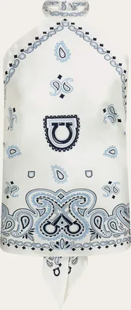Ferragamo Women Arabesque print foulard top Blue