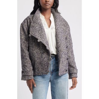 Treasure & Bond Herringbone Twill Jacket in Brown- Blue Tweed at Nordstrom Rack, Size X-Small