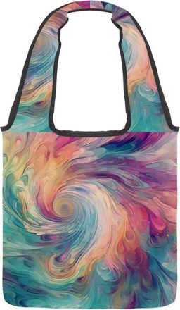 Generic Artstic Streamer Swirls Texture Reversible Canvas Shoulder Tote - Double-Sided Print, 12oz Cotton, 27cm Drop, Fold-Flat Bag for Travel, Shopping, Stre