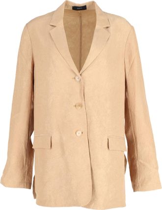 Joseph Joseph Pre-owned Womens Jace Crinkled Matte-Satin Blazer in Camel Acetate - Size EU 44 (Womens)