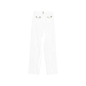 Elisabetta Franchi Dames, Broeken, Wit, Maat: W26 Leer