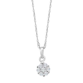 Pompeii3 Small Pave Real Diamond Pendant 10k White Gold 18 Womens Necklace