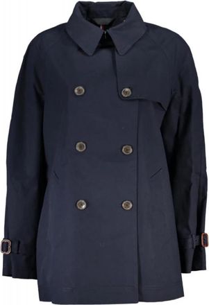Tommy Hilfiger Double Breasted Short Trench Coat - Dames - Trenchcoats - Blauw - XS - Katoen - Jassen